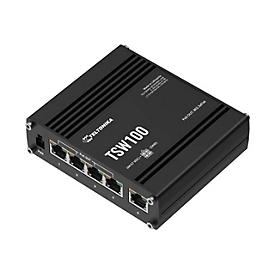 Teltonika TSW100 - Switch - unmanaged - 5 x 10/100/1000 (4 PoE) - an DIN-Schiene montierbar, oberflächenmontierbar, wandmontierbar - PoE (120 W)