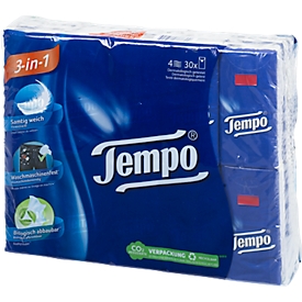 Tempo Taschentücher 3 in 1, samtig weich, 1 Packung à 30 x 10 Tücher