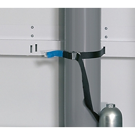 Tensioning strap for asecos pressurised gas cylinder cabinets, polyethylene, black