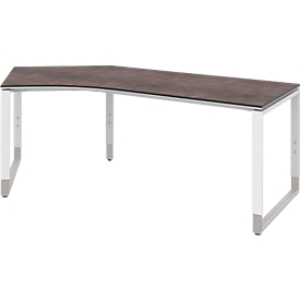 TEQSTYLE escritorio angular, 120°, regulable en altura, An 2170 x Pr 800 x Al 680-820 mm, ángulo izquierdo, cuarcita/blanco