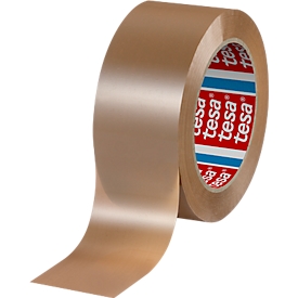 tesa® 60418 PET-Packband, 60 % Recyclinganteil, 36 µm, für manuelle & automatische Anwendung, braun