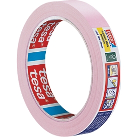 tesa Crêpe de précision Sensitiv 4333, 19 mm × 50 m, rose clair - bords tranchants, pour surfaces sensibles