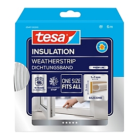 Tesa Dichtungsband tesamoll 5412 Premium Flexible, für Spalten mit B 1-7 mm, Silikon, transparent, 1 Rolle mit L 6 m x B 9 mm