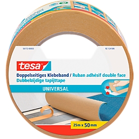 tesa® Doppelseitiges Klebeband Universal, 25 m x 50 mm, weiß, 6 Rollen