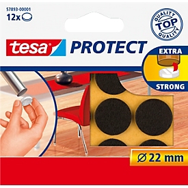 tesa® Filzgleiter Protect®, rund, selbstklebend, Ø 22 mm, braun, 12 Stück