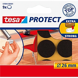 tesa® Filzgleiter Protect®, rund, selbstklebend, Ø 26 mm, braun, 9 Stück