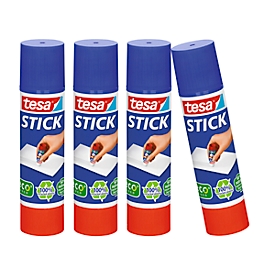 tesa® Klebestift STICK eco, Inhalt 20 g, mit Rollstopp, lösungsmittelfrei, 100 % Recycling-Kunststoff, 3 Stück + 1 gratis