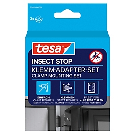 tesa® Klemm-Adapter-Set INSECT STOP, 3-teilig, für Türen und Fenster, anthrazit