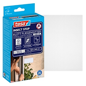 tesa® Klett-Fliegengitter INSECT STOP Premium, zum Befestigen an Fensterrahmen, L 1200 x B 2400 mm, weiß-transparent