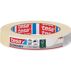 tesa Malerband Economy, 50 m × 19 mm, chamois – glatte Flächen, leicht ablösbar, rückstandsfrei
