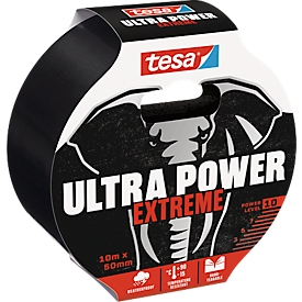 tesa® Montagetape Ultra PowerExtrem, stevig en scheurvast, temperatuur-/water-/UV-bestendig, met de hand scheurbaar, 1 rol met L 10 m x B 50 mm, zwart