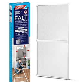 tesa® Moustiquaire INSECT STOP Premium, à fixer sur le cadre de la porte, avec cadre télescopique en aluminium, L 1000 x l 2200 mm, blanc-transparent