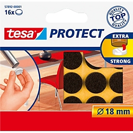 tesa® Patins en feutre Protect®, ronds, autocollants, Ø 18 mm, marron, 16 pièces
