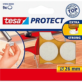 tesa® Patins en feutre Protect®, ronds, autocollants, Ø 26 mm, blanc, 9 pièces