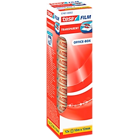 TESA® Plakband 57401, scheurvast, sterke kleefstof, L 10 m x B 12 mm, PP-folie, transparant, 12 rollen
