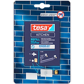 tesa® Power.Kit Nachfüllpack für Küchenorganizer Sets – Reling und Adapter, spurlos entfernbar,