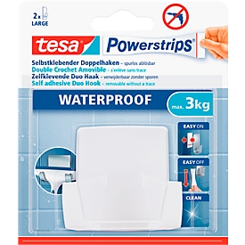 tesa Powerstrips duohaakje Wave, voor vochtige ruimtes, draagt voorwerpen tot 3 kg, 1 stuk