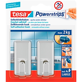 tesa Powerstrips haakjes Large, hoekig, chroom