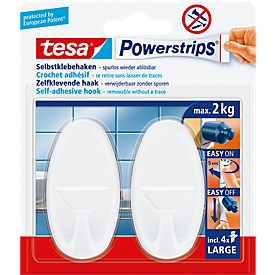 tesa Powerstrips Haken Large, oval, weiß