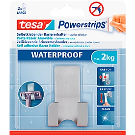 tesa Powerstrips Waterproof hook Zoom, made of metal, for wet rooms, Double hook