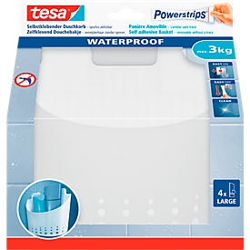 tesa Powerstrips Wave Korb gross, für Feuchträume, belastbar bis 3 kg, 1 Stück