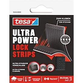 tesa® Ultra Power Lock Stripes schwarz, 4 Streifen à 5 cm, wetterfest, Haltekraft bis 4 kg