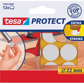 tesa® viltglijders Protect®, rond, zelfklevend, Ø 22 mm, wit, 12 stuks