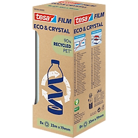 tesafilm® eco &amp; crystal adhesive tape, transparent, tear-resistant, L 33 m x W 19 mm, 8 rolls