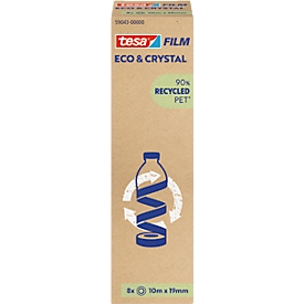 tesafilm® eco & crystal Klebeband, transparent, reissfest, L 10 m x B 19 mm, 8 Rollen