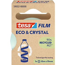 tesafilm® eco &amp; crystal Ruban adhésif, transparent, résistant à la déchirure, L 10 m x l 19 mm, 1 rouleau