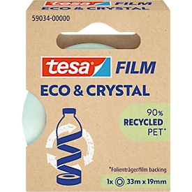 tesafilm® eco &amp; crystal Ruban adhésif, transparent, résistant à la déchirure, L 33 m x l 19 mm, 1 rouleau
