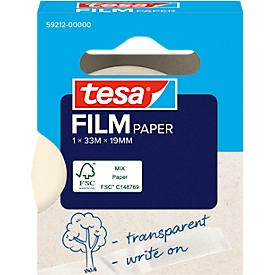 tesafilm® Paper adhesive film, transparent, 19 mm x 33 m, quiet unwinding, solvent-free, 1 roll