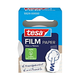 tesafilm® Paper film adhésif, transparent, 19 mm x 10 m, sans solvant, inscriptible, 1 rouleau