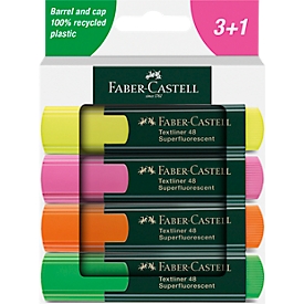 Textliner Faber-Castell, 4-er Etui, gelb, orange, rosa, grün