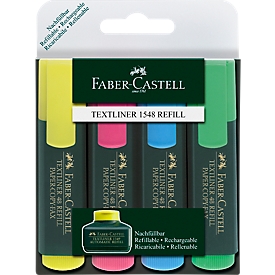Textliner Faber-Castell, koffer van 4, geel, blauw, roze, groen