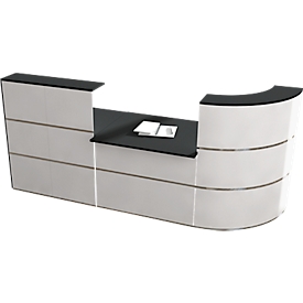 Theke Cento 5, 1 Theken-Eckelement 90 Grad mit 1 Tisch- und 1 Thekenelement