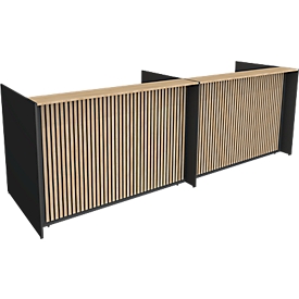 Theke Marino, groß, für 2 Personen, elektrisch höhenverstellbar, Memorypanel, Akustikpaneele, Kabeldurchlass, Holz, Eiche-Dekor/anthrazit