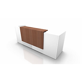 Theke Spezia, gerade, B 2860 x T 880 x H 1130 mm, weiß/Nuss Canaletto