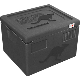 Thermobox Kängabox® Expert GN 1/2, volume 15 l, poignées, empilable, avec couvercle, réutilisable, L 390 x l 330 x H 230 mm, EPP, noir