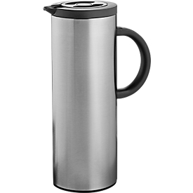 Thermos isotherme 1 L -  Ø 11 × H 30 cm - revêtement en acier inoxydable poli - insert isolant en verre -  fermeture à bouton-poussoir