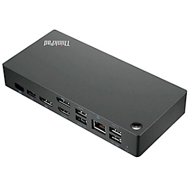 ThinkPad Station d'accueil universelle USB-C Lenovo, 2 x DP/1 x HDMI, divers ports USB, LAN, L 171 x P 80 x H 37,5 mm, noir