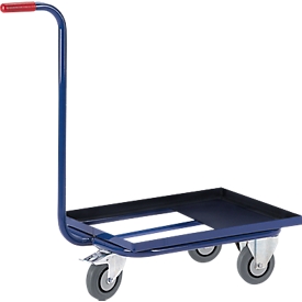 Three-wheeled castor with handle for boxes European standard