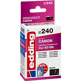 Tintenpatrone edding, kompatibel zu Canon CLI-521BK, schwarz, 3425 Seiten
