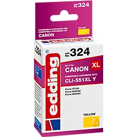 Tintenpatrone edding, kompatibel zu Canon CLI-551XL Y, gelb, 700 Seiten