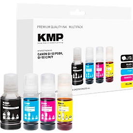 Tintenpatrone KMP, ersetzt Canon GI50PGBK (3386C001), bis 6000/7700 Seiten, Multipack, CMYK