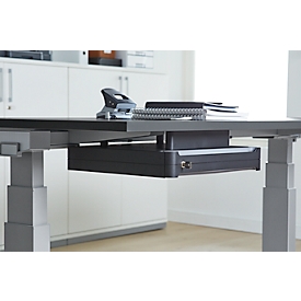 Tiroir de fond OrgaWork, soft-close, verrouillable, L 430 x P 410 H 70 mm, noir