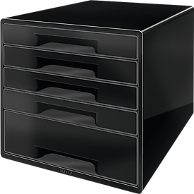 Tiroirs WOW CUBE 5214 LEITZ®, 5 tiroirs, format A4, polystyrène, noir