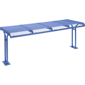 Tisch Essen, mit Flansch, für 4er Sitzbank Essen, pulverbeschichtet, violettblau