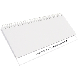 Tischkalender Korsch 2026, Querformat, 128 Seiten mit Wochenübersicht und Kalendarium für D/GB/F/I, Sonn-/Feiertage rot, B 298 x H 105 mm, Karton, weiß