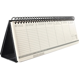 Tischkalender Sigel Conceptum 2026, Querformat, 132 Seiten, 1 Woche/2 Seiten, mehrsprachiges Kalendarium für 2026, Aufstellfunktion, PEFC-Papier, schwarz